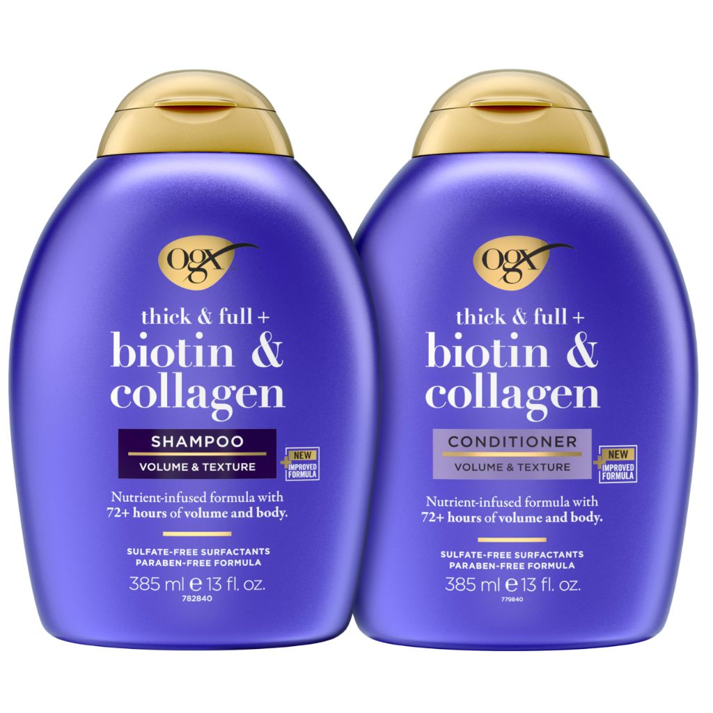 OGX Thick & Full + Biotin and Collagen for Hair Volume & Body, 13 fl oz, 2 Pack