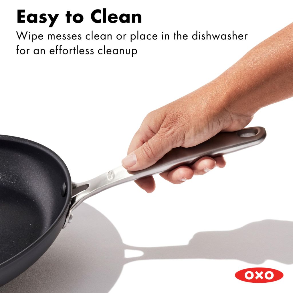 OXO Enhanced 8" Frying Pan Skillet, PFAS-Free Ceramic Nonstick, Stainless Steel Handle - Black