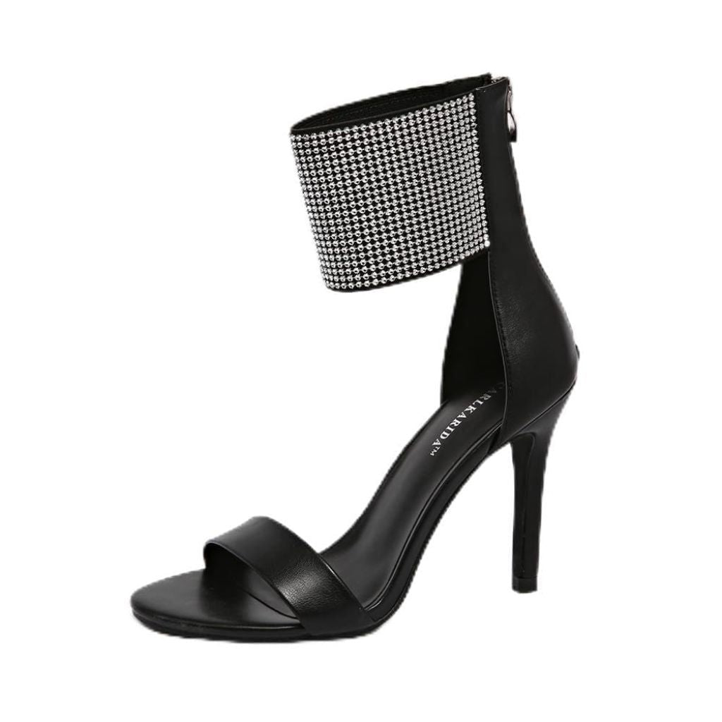 CARLKARIDA Women's High Heel Sandals Open Toe Ankle Tie Dressy Heeled Sandals for Prom, US8
