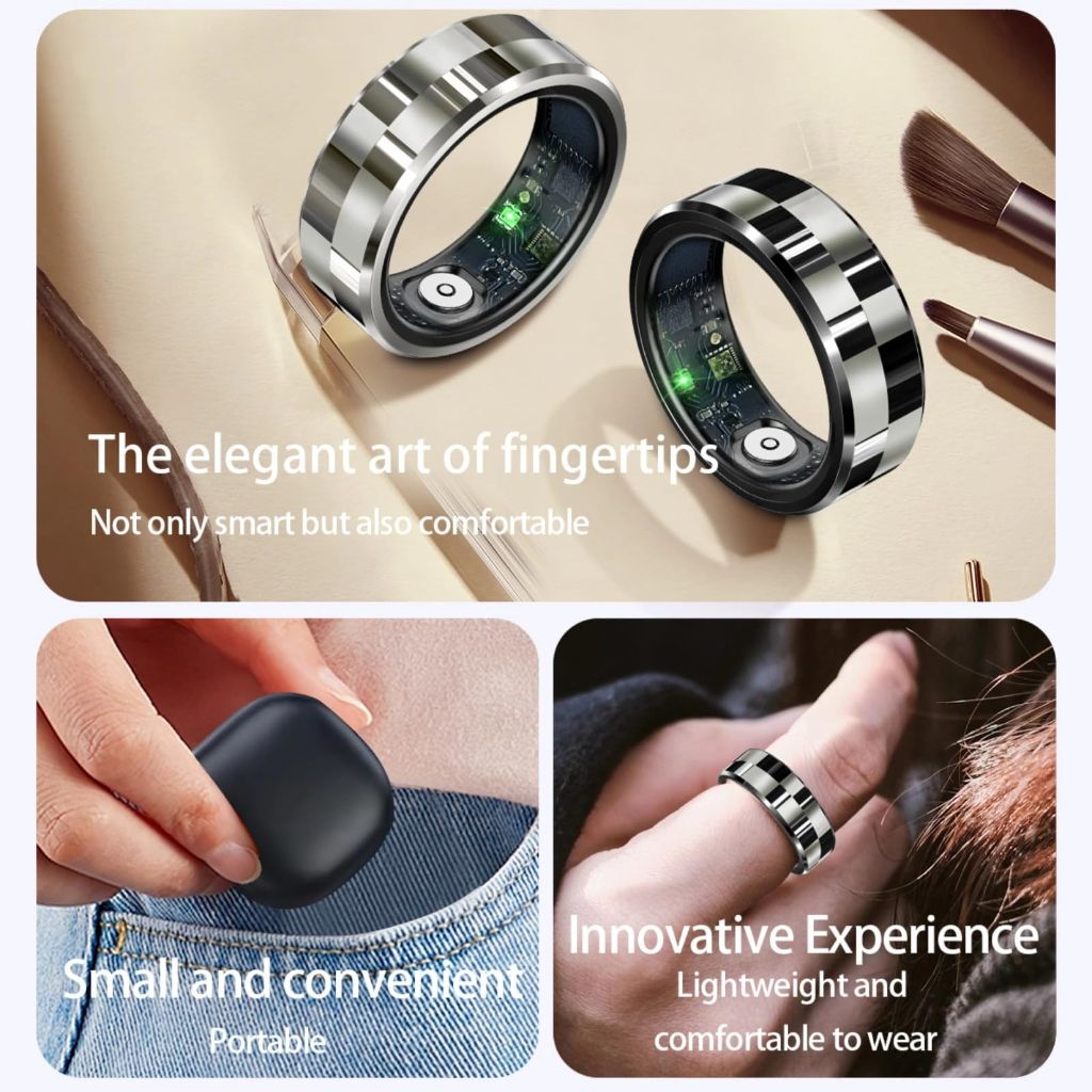 Viohead Smart Ring for Men and Women - Health & Fitness Tracker with Heart Rate, Blood Oxygen, Sleep Monitoring (Silver, Size 10)