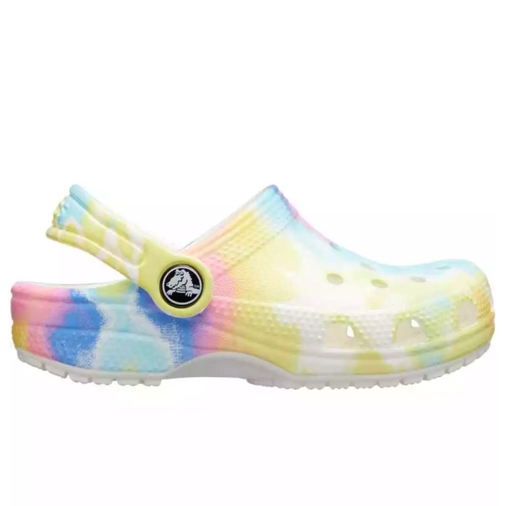 Crocs unisex child Classic Tie Dye Clog, White/Multi, 9 Toddler
