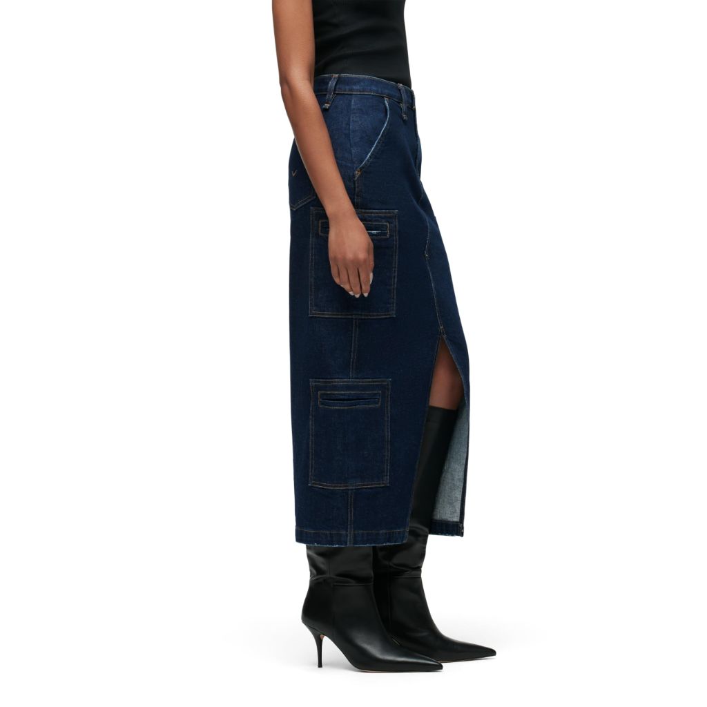 SZ 24, Hudson Women's Reconstructed Midi Skirt, Denim Rinse