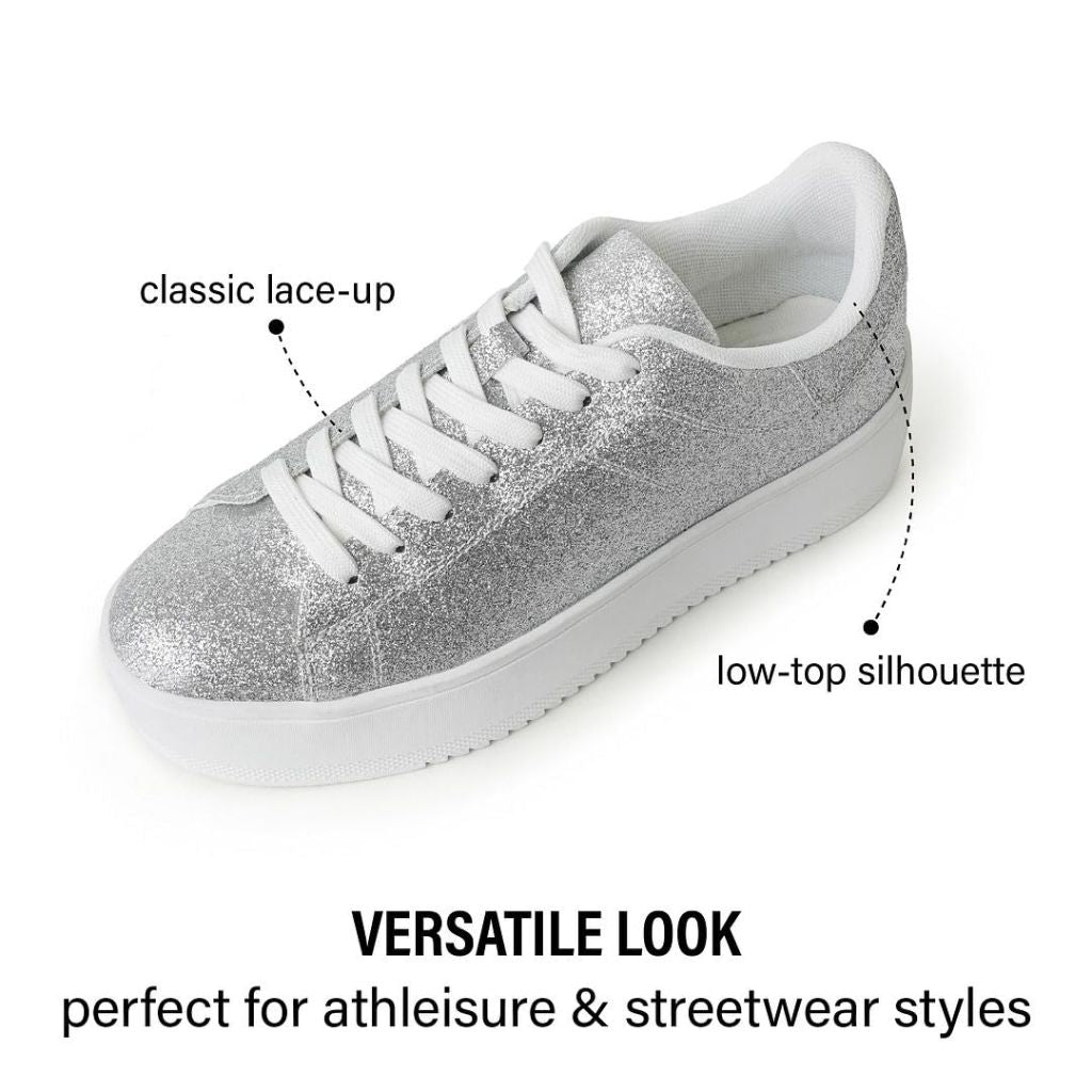 J. Adams Hero Platform Sneakers - Silver Glitter 5.5