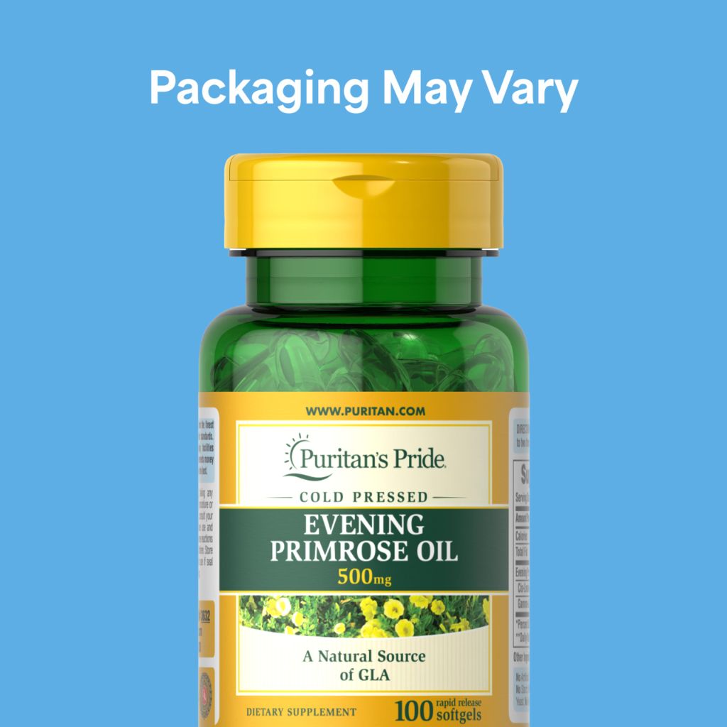 Puritan's Pride Cold Pressed Evening Primrose Oil 500 mg with GLA | 100 Soft Gels