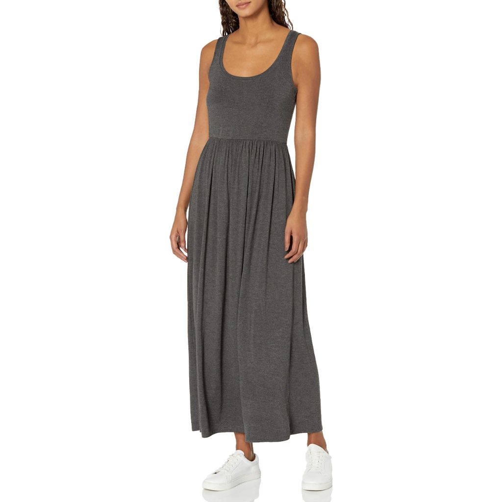 Amazon Essentials Women's Tank Waisted Maxi Dress, Charcoal Heather, XX-Large