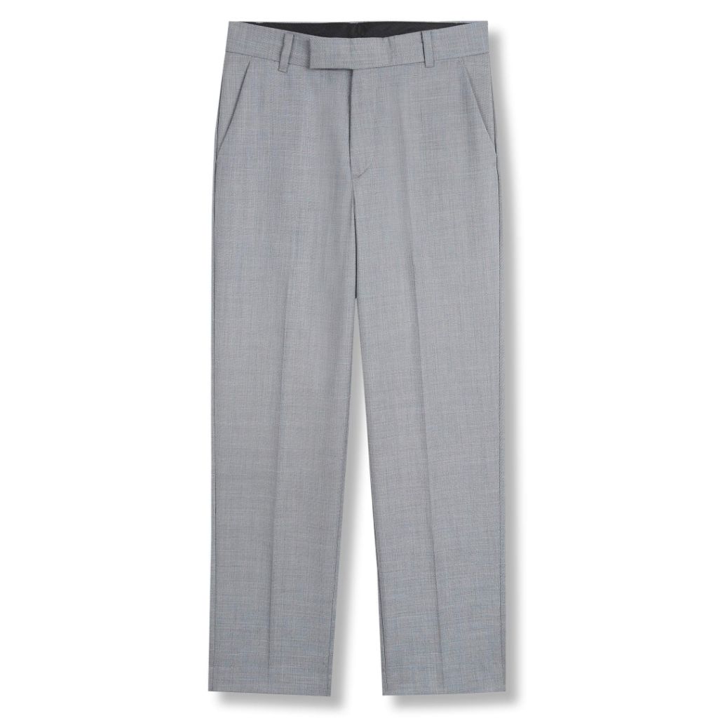 Calvin Klein Boys' Flat-Front Suit Dress Pant, Straight Leg Fit & Hemmed Bottom, Light Grey, 16