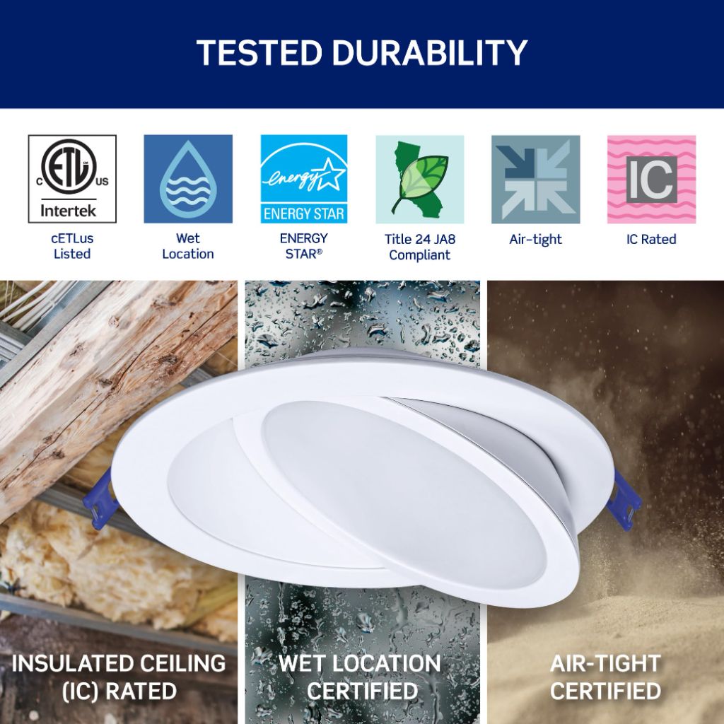 Leviton 6 in. Round Adjustable Slim Downlight, 1100 Lumens, DAR60-S1W