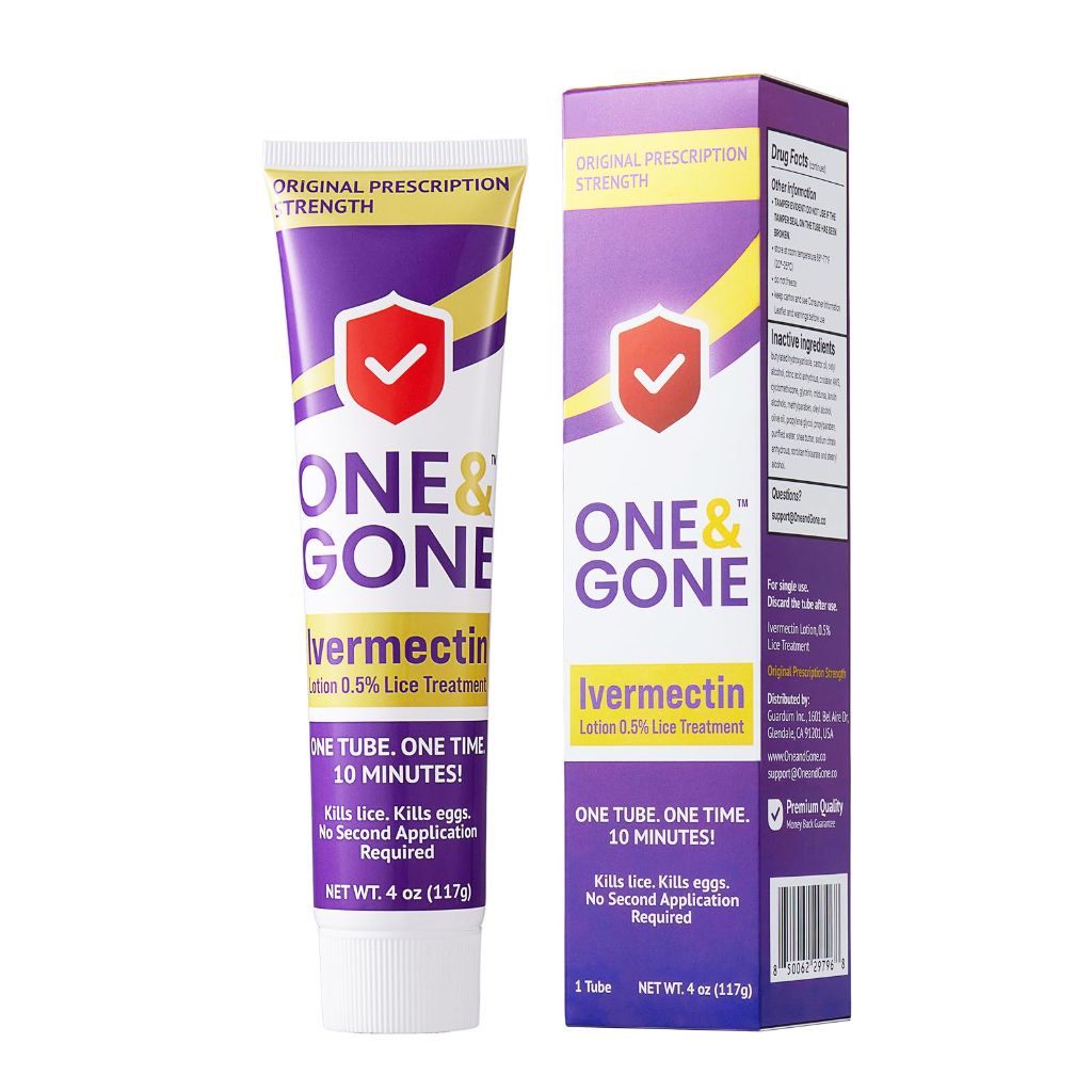 One & Gone Ivermectin Lotion 0.5% (4 oz) – Fast-Acting 10-Minute Head Lice Treatment
