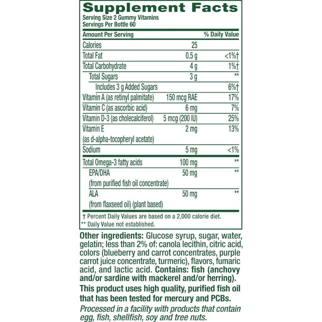 Vitafusion Omega-3 Gummy Vitamins, Berry Lemonade Flavored,  60 Day Supply, 120 Count