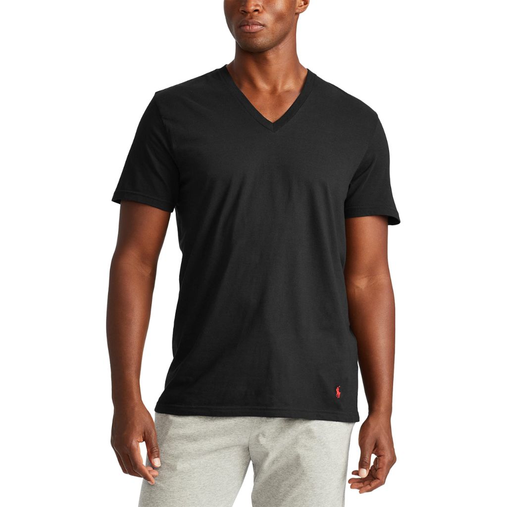 SZ L, POLO RALPH LAUREN Classic Fit Undershirt w/Wicking 3-Pack V-Necks 3 | Black