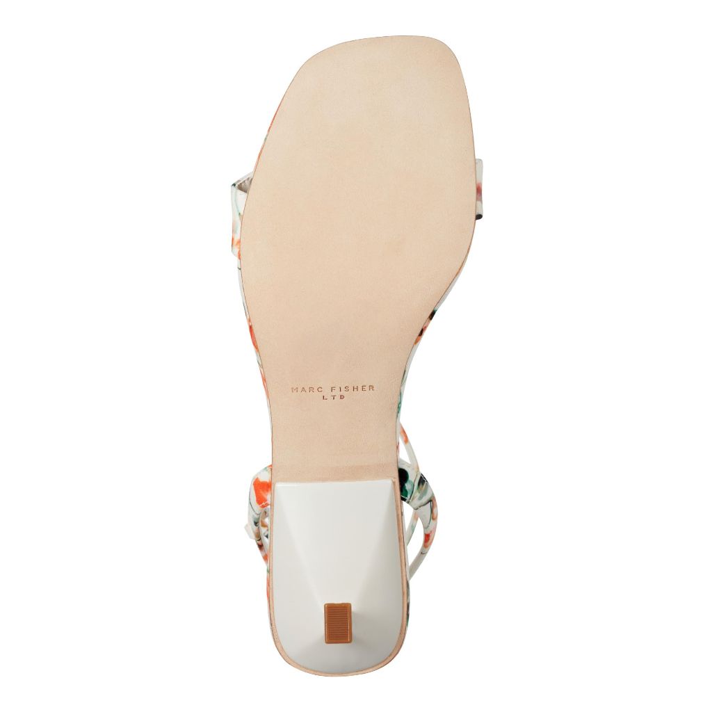 SZ 10, Marc Fisher LTD Women's Alona Heeled Sandal, Ivory/Orange Flower Print Multi 150