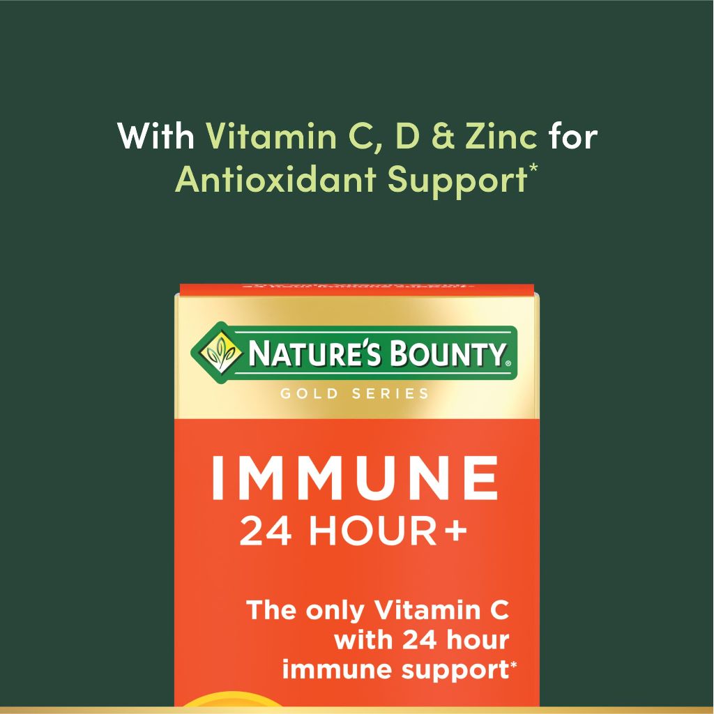 Nature's Bounty Immune 24 Hour +,  Ester-C, 1000 mg Vitamin C, D & Zinc, 50 Count