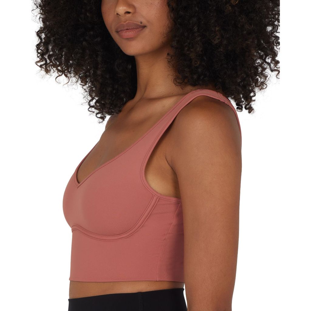 Yogalicious Nude Tech Contouring Cropped Bra Top - Cedarwood - XS