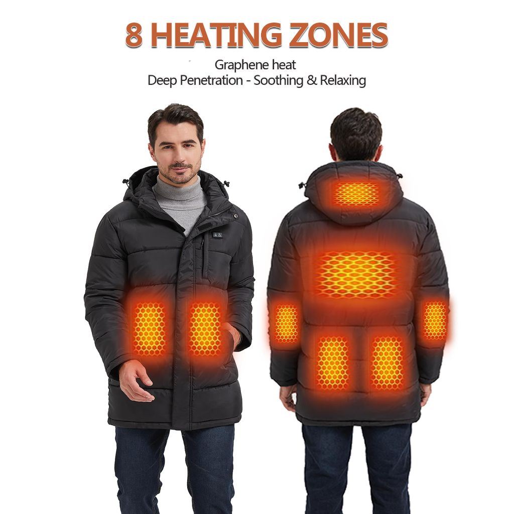 CPZDAZX Men's Heated Jacket with 8 Heat Zones, Size XL