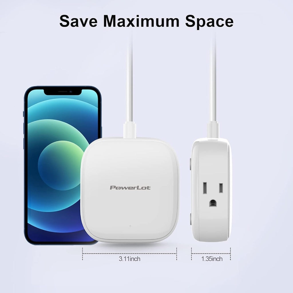 PowerLot Travel Power Strip with USB-A, USB-C Port, Flat Plug - 6ft Cord