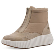 SZ 9.5 M WHITE MOUNTAIN Women's Downtown Platform High-Top Sneaker Bootie, Sand/Multi/Smooth,
