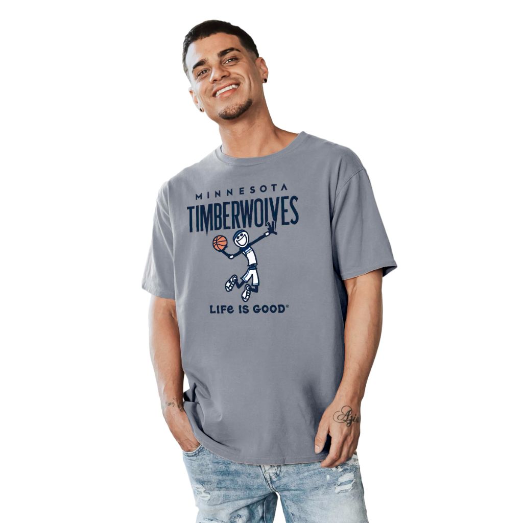 SZ M, Blue 84- Minnesota Timberwolves, Life is Good T-Shirt Ringspun Basketball Jake,