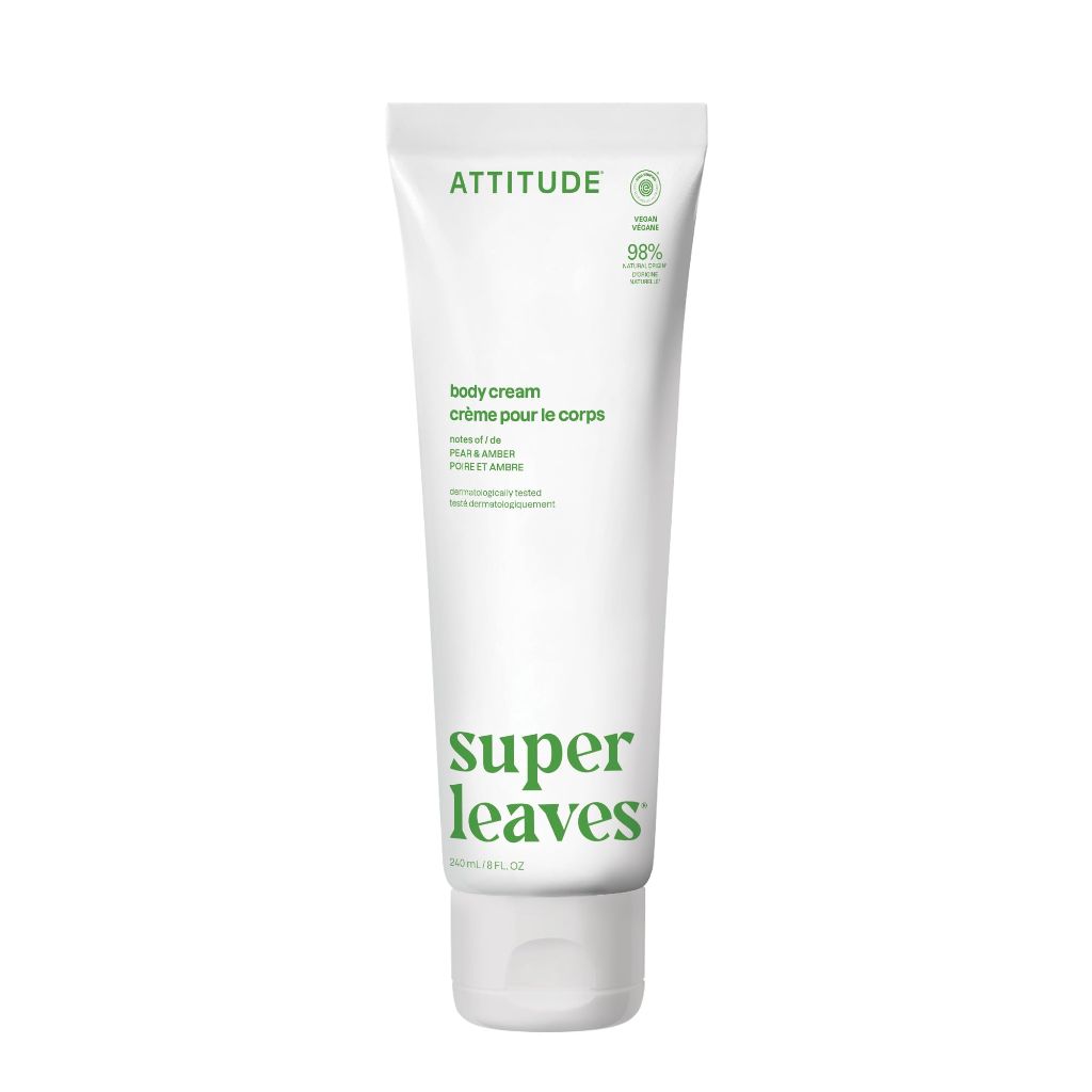 ATTITUDE Body Cream, EWG Verified Moisturizer, For Dry Skin, Pear & Amber Scent, 8 Fl Oz