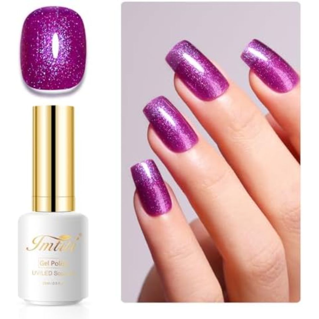 Imtiti Glitter Gel Nail Polish - Purple Iridescent Glitter, 0.5 fl. oz.