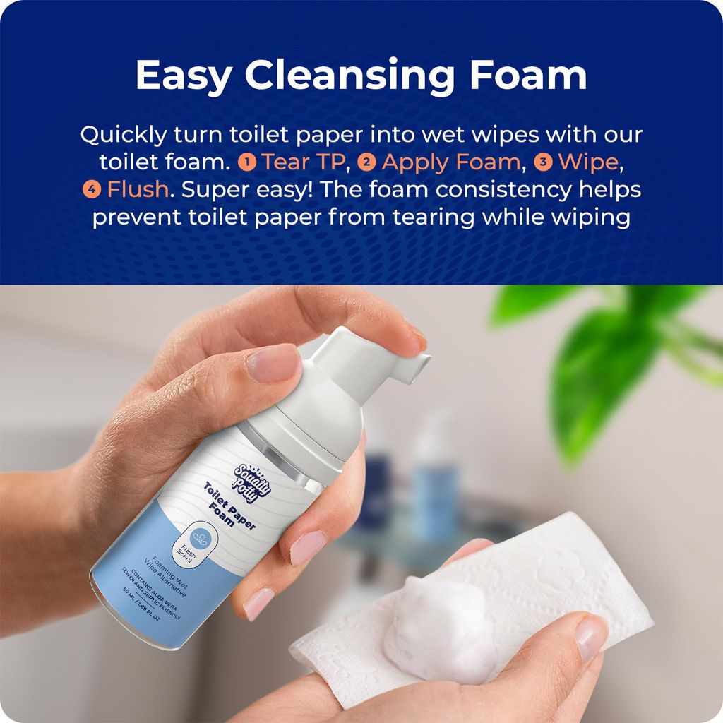 Squatty Potty Toilet Tissue Paper Foam Instant Wet Wipe Alternative - 1.69 fl. oz. (2 Pack)