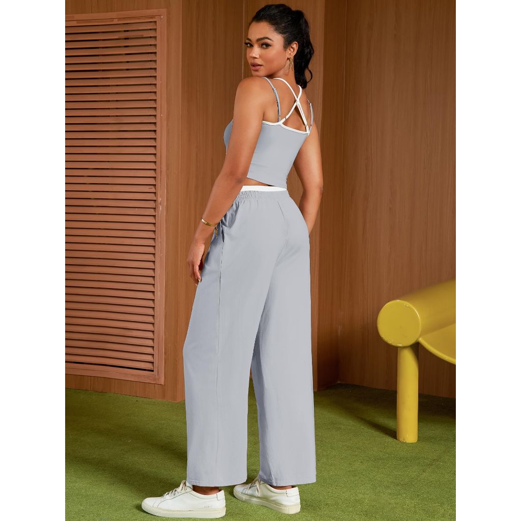 ONFERS 2 Piece Sets for Women Summer Yoga Set, Small, Gray