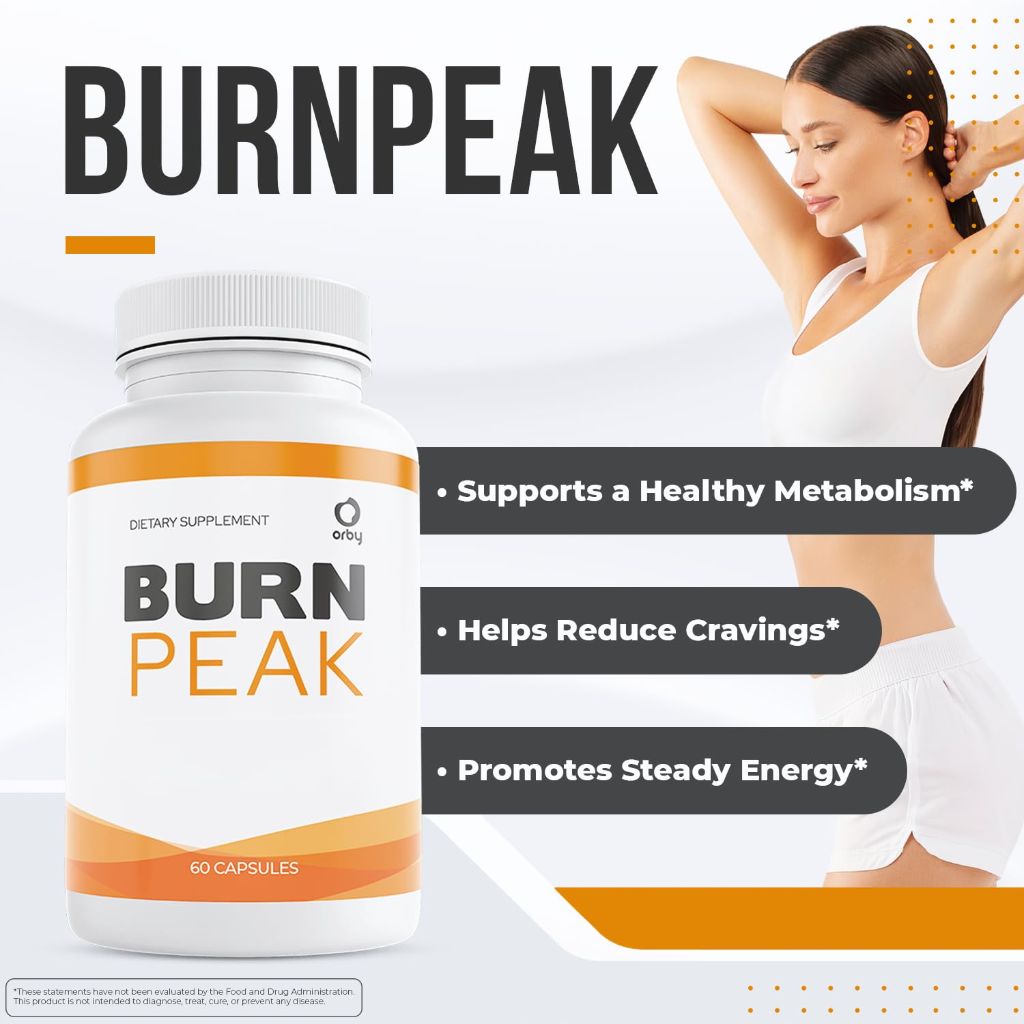 BurnPeak – 100% Natural Formula with Apple Cider Vinegar, Ginger, Green Tea & More – 60 Capsules, 1-Month Supply