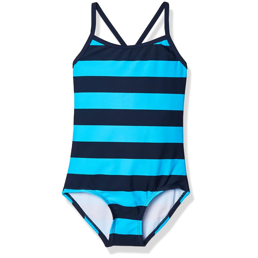 SZ 10, Kanu Surf Girls' Big Layla One Piece Swimsuit, Navy/Aqua