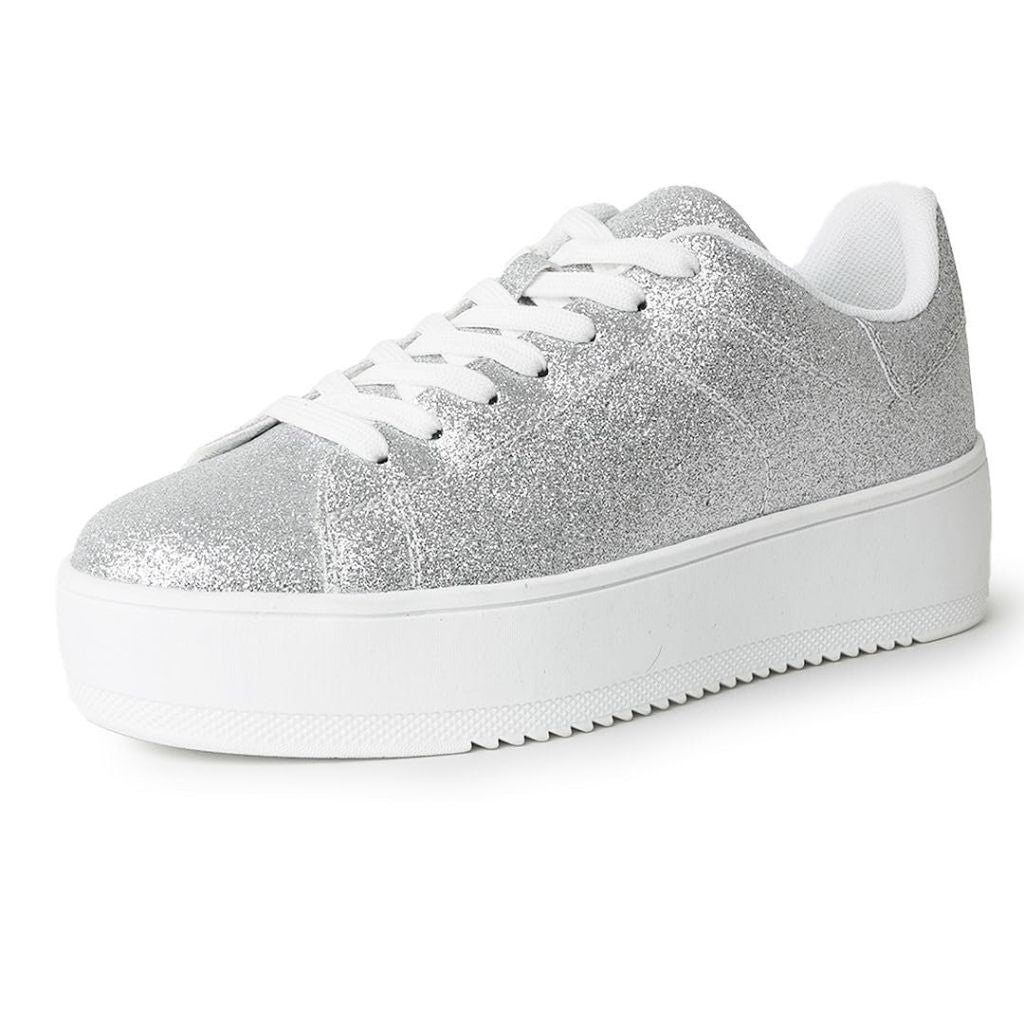 J. Adams Hero Platform Sneakers - Silver Glitter 5.5