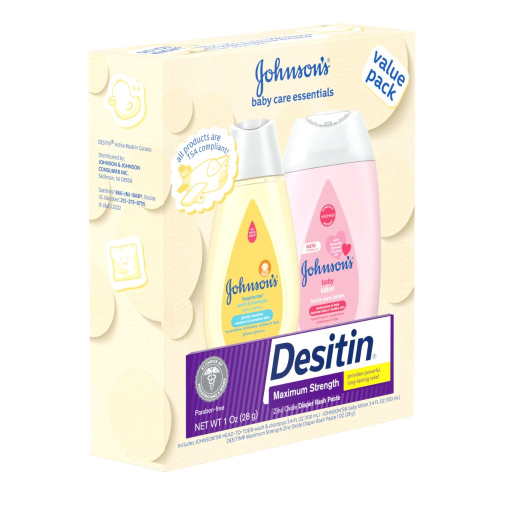 Johnson's Baby Care Essentials Gift Set, Body Lotion, & Zinc Oxide Diaper Rash Paste | Value Pack