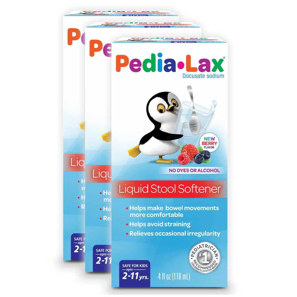 Pedia-Lax Liquid Stool Softener for Kids | Berry Flavor, 4 Fl Oz, Pack of 3