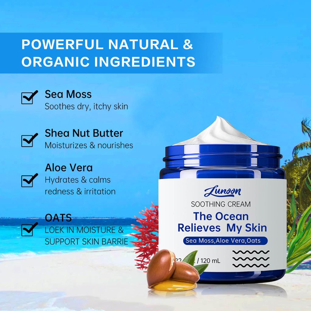 CLY AMS Natural Soothing Eczema Cream for Sensitive Skin- Sea Moss Colloidal Oats (4 Oz)