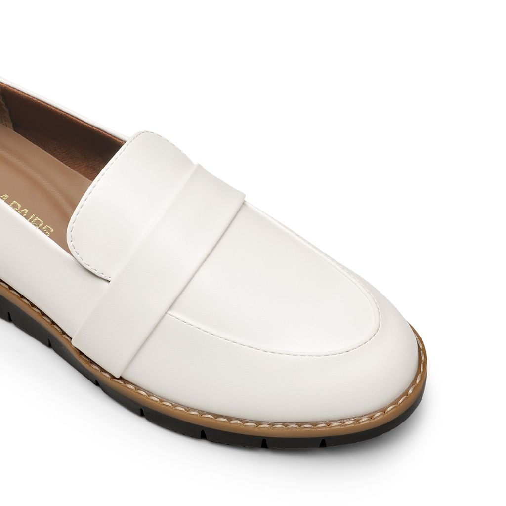 DREAM PAIRS Women's Loafers, Slip-On Business Casual Work Shoes,Size 10, White