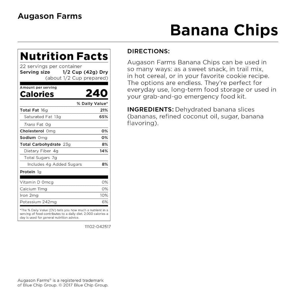 Augason Farms Sweetened Banana Chips, Emergency Food Supply, 2lb (31 Servings)