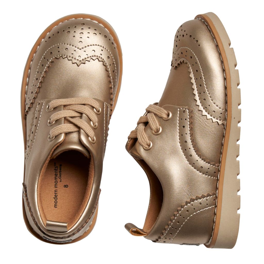 SZ 11Y, Modern Moments by Gerber Baby Girls' Oxfords, Platinum