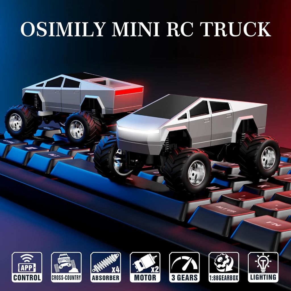 OSIMILY Mini RC Car, 1:64 Scale, Remote Control Monster Truck, Gray