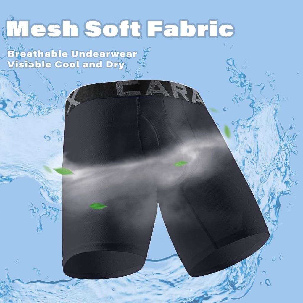 SZ 2XL, CARANXTEX Men’s Boxer Briefs Soft Breathable Underwear | BLUE