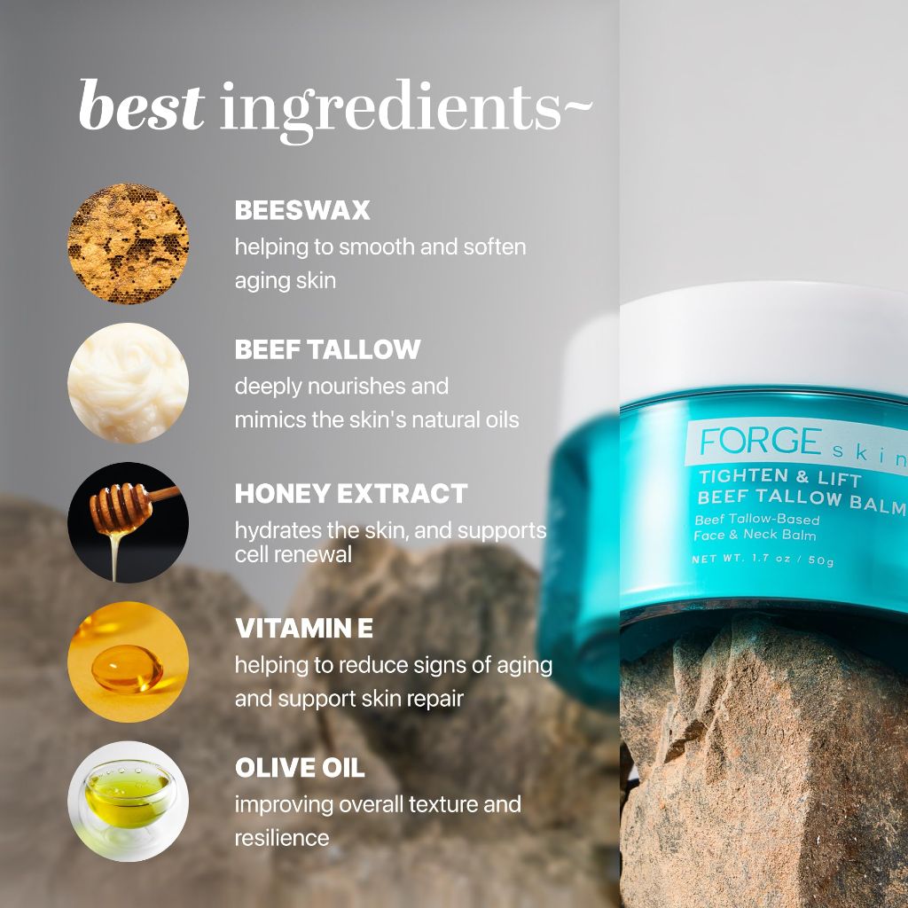 Forge Skin® Tighten & Lift Balm for Women [TALLOW-BASED] - Beef Tallow & Honey Extract Face Moisturizer -(1.7 OZ)