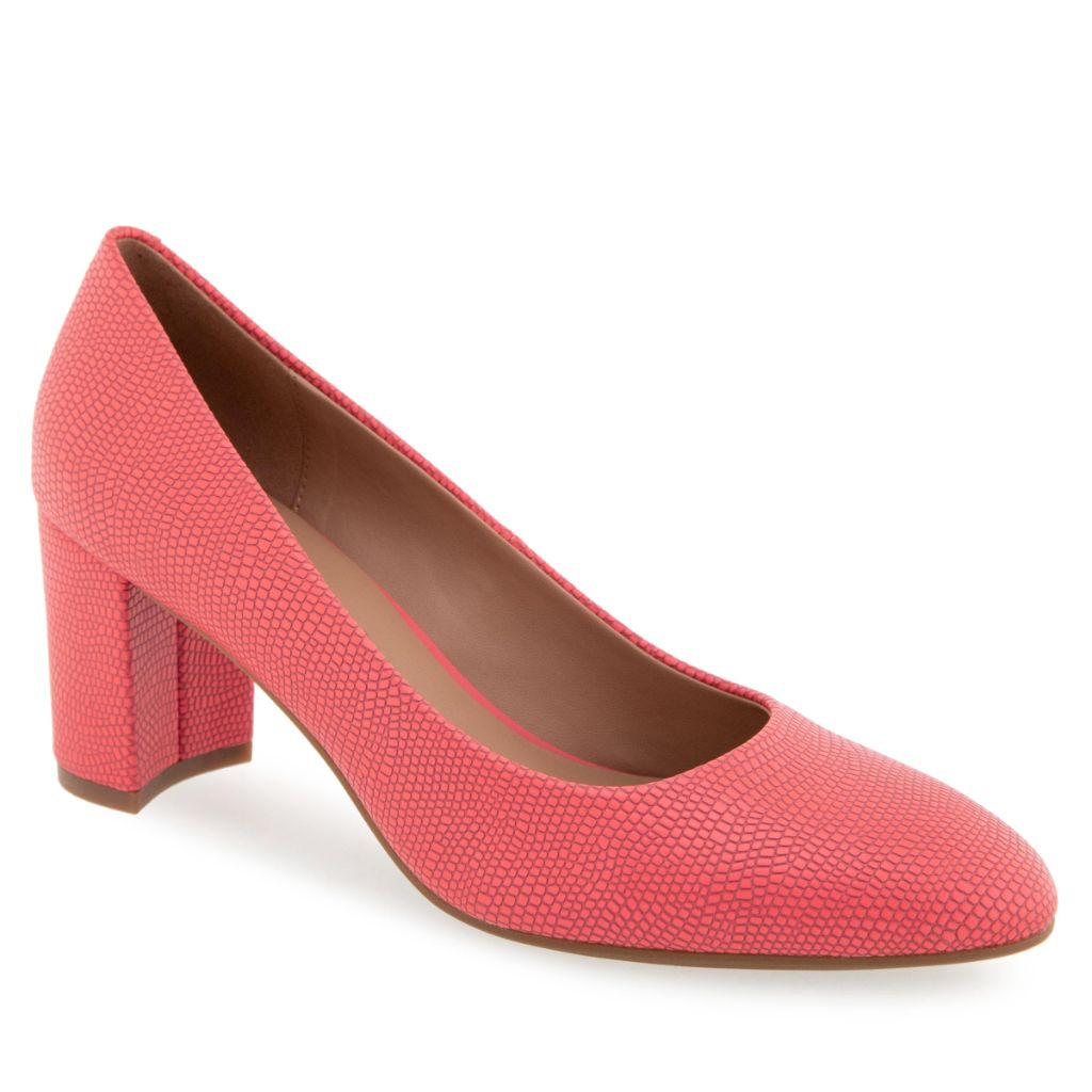 Aerosoles Women's Betsy Pumps, Coral Lizard Embossed Faux Leather, 6 Wide