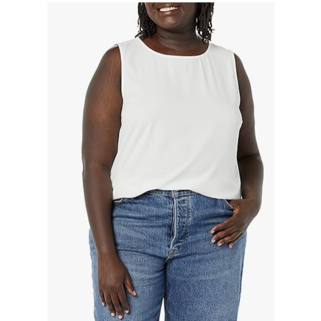 Amazon Essentials Women's Regular-Fit Sleeveless Layering Tank Top Crew Neck