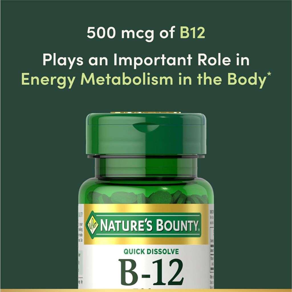 Nature's Bounty B-12 Quick Dissolve Tablets 500 Mcg, 300 Tablets (3 X 100 Count Bottles)