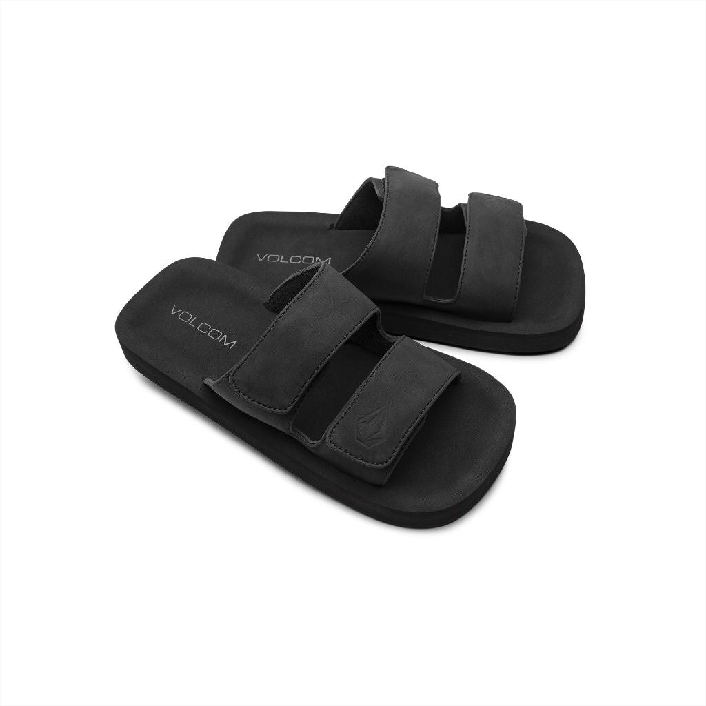 Volcom Women’s Volcation Slide Sandals – Comfort Foam Footbed, Padded Strap Slip-On Slides, Black Squared, 11