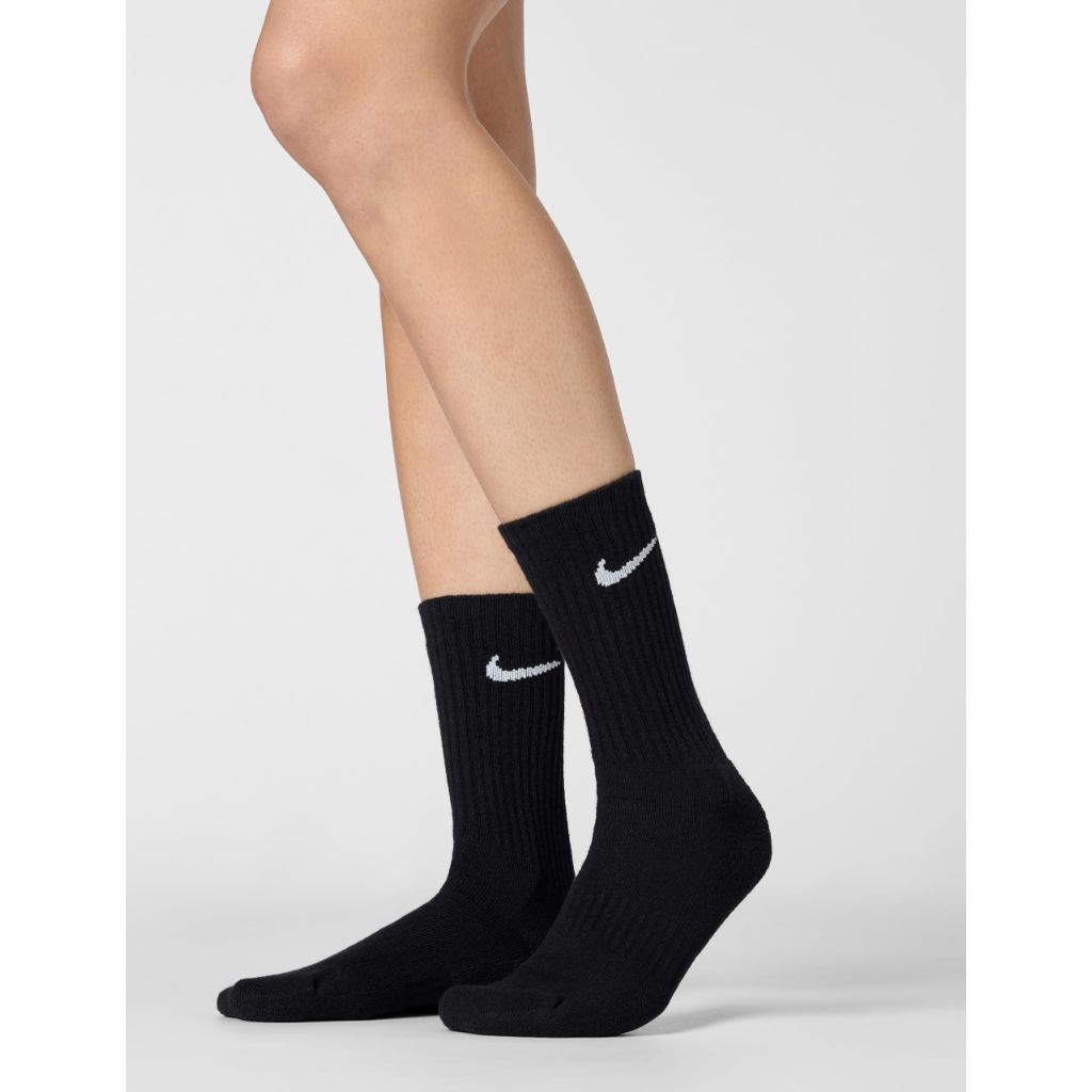NIKE Unisex Performance Cushion Crew Socks with Band (6 Pairs), Black/White, Medium