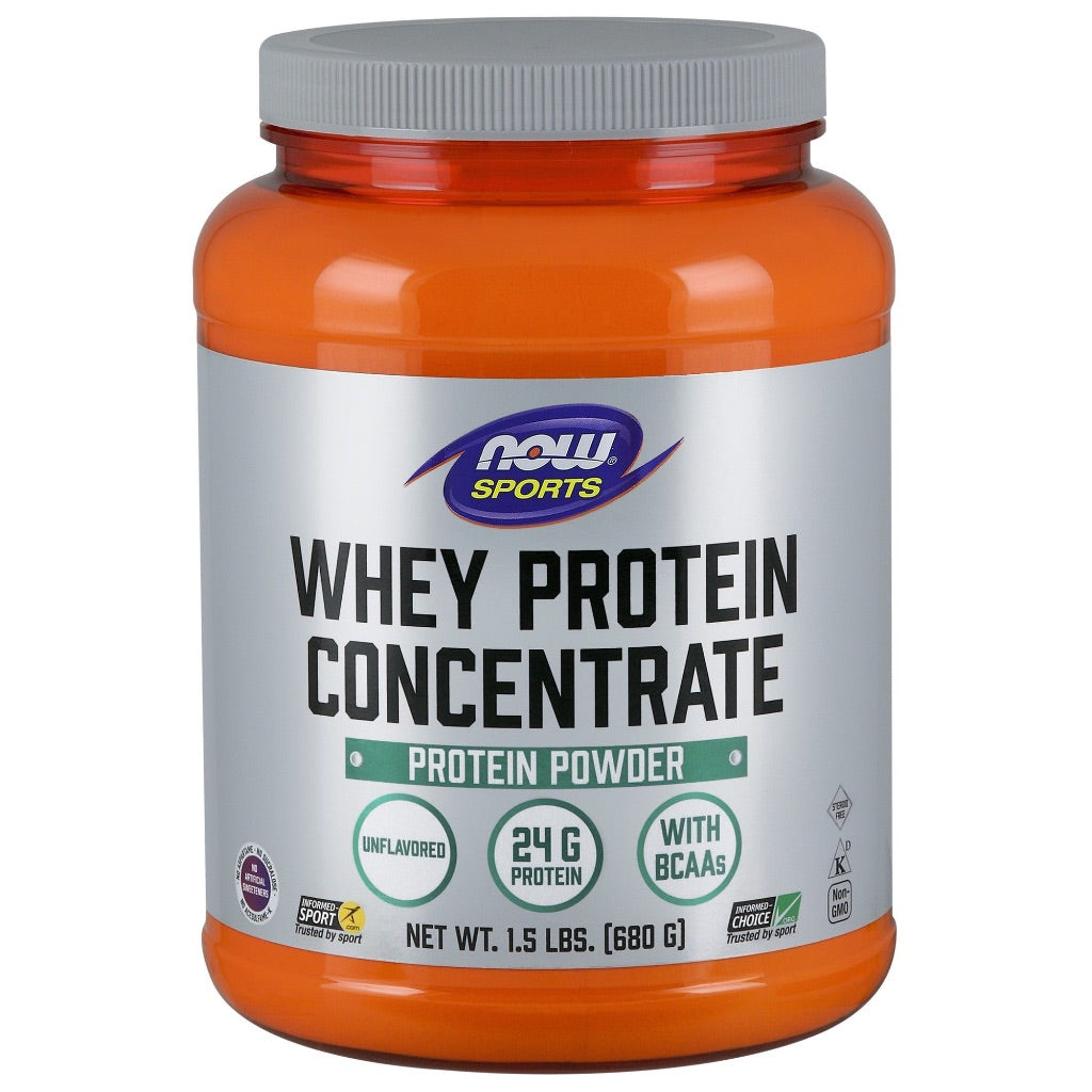 NOW Sports Whey Protein Concentrate Protein Powder, Unflavored, 1.5 lbs (21 Servings)