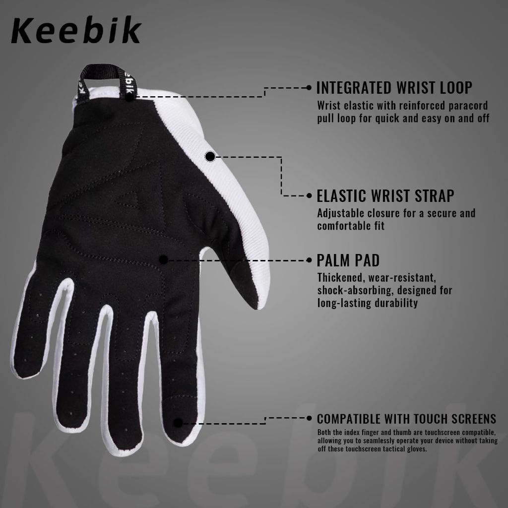KEEBIK Skeleton Motorcycle Gloves for Men and Women, Breathable Cycling Glove with Touchscreen and Shock-Absorbing Padding