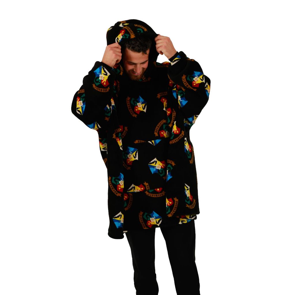 Bioworld Adult Harry Potter Hogwarts Oversized Hoodie Blanket Wearable Blanket-OSFA Black