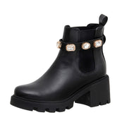 SZ 11M, CUSHIONAIRE Women's Julie chelsea boot with Jeweled strap +Memory Foam | Black