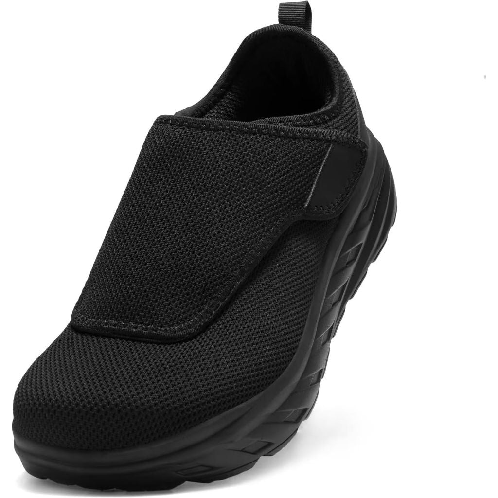 Women's Orthopedic Diabetic Extra Wide Width Toe Box Slip On: Breathable Hammer Toes High Arch Supportive Neuropathy Heel Spur Loafers, Comfort Wear Ankle Support Walking Shoes Black Size 7.5