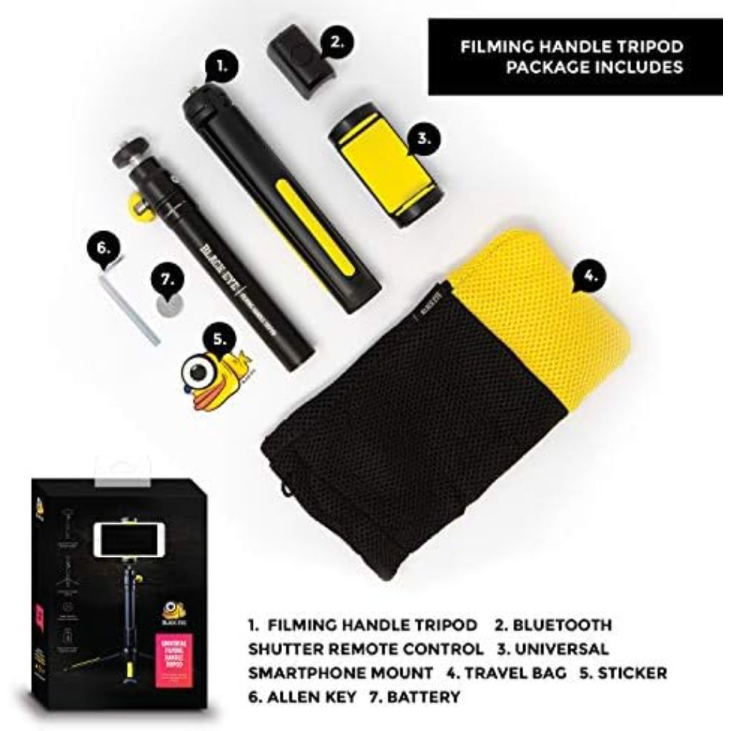 Black Eye - Phone Tripod & Filming Handle, Bluetooth Remote Shutter - FM001