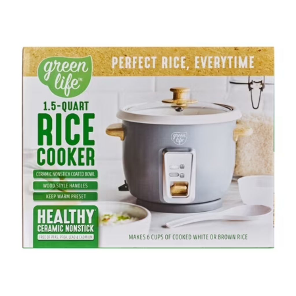 GreenLife Rice and Shine Non-Stick Electric Rice Cooker - Quartz Gray, 3 Cups