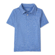 The Children's Place - Boys' Single Short Sleeve Performance Polo, Blue, X-Large (Husky)